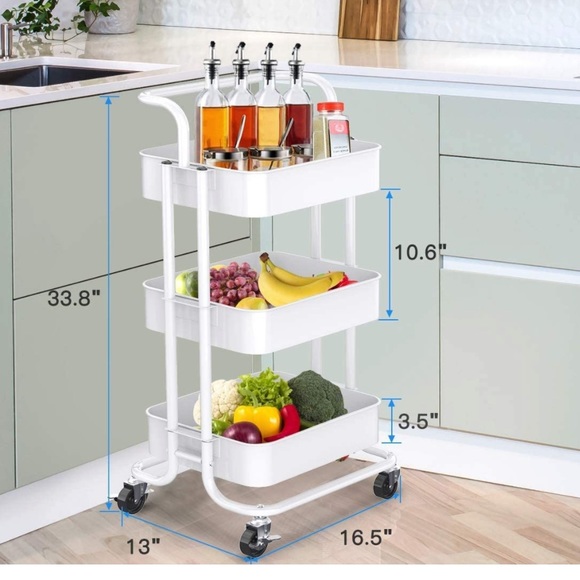 3-Tier Rolling Utility Cart NEW - Picture 2 of 3